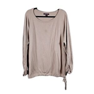 Roaman's Women's Plus Size 1X 22/24 Gray Gathered Sleeve Drawstring Hip Sweater